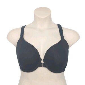 Cacique Lane Bryant Bra 36G Black Front Close Boost Plunge Lace Underwire X-Back